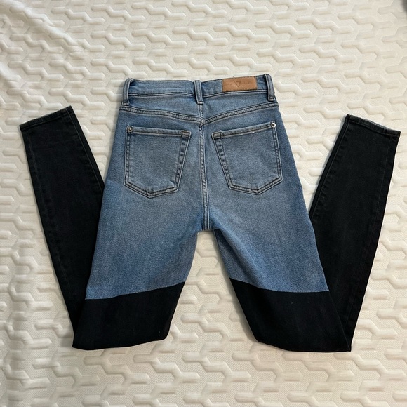 7 For All Mankind Luxe Vintage High Rise Skinny Jeans Two tone Size 24 NWOT - Picture 5 of 16
